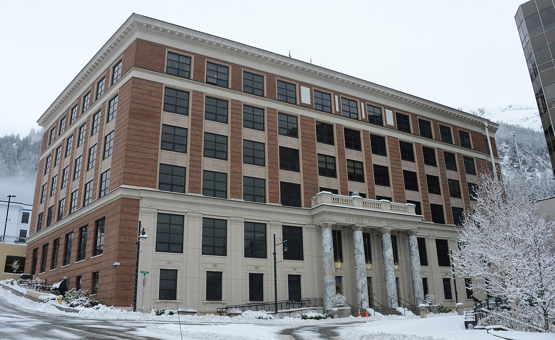 The Alaska State Capitol building, seen from the exterior.