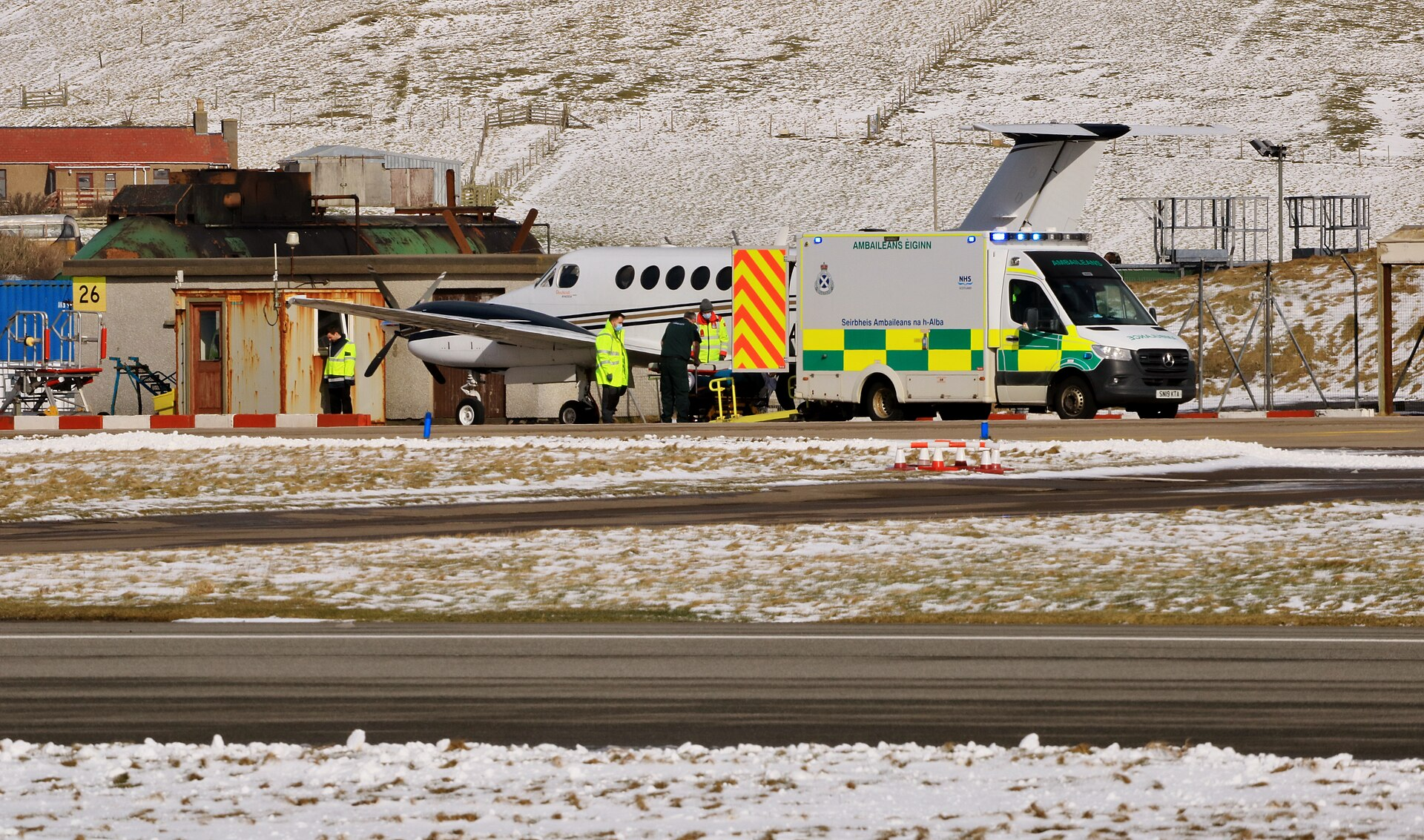 Air ambulance aircraft G-GMAE used for a Scottish Ambulance Service patient transfer from Sumburgh to Aberdeen