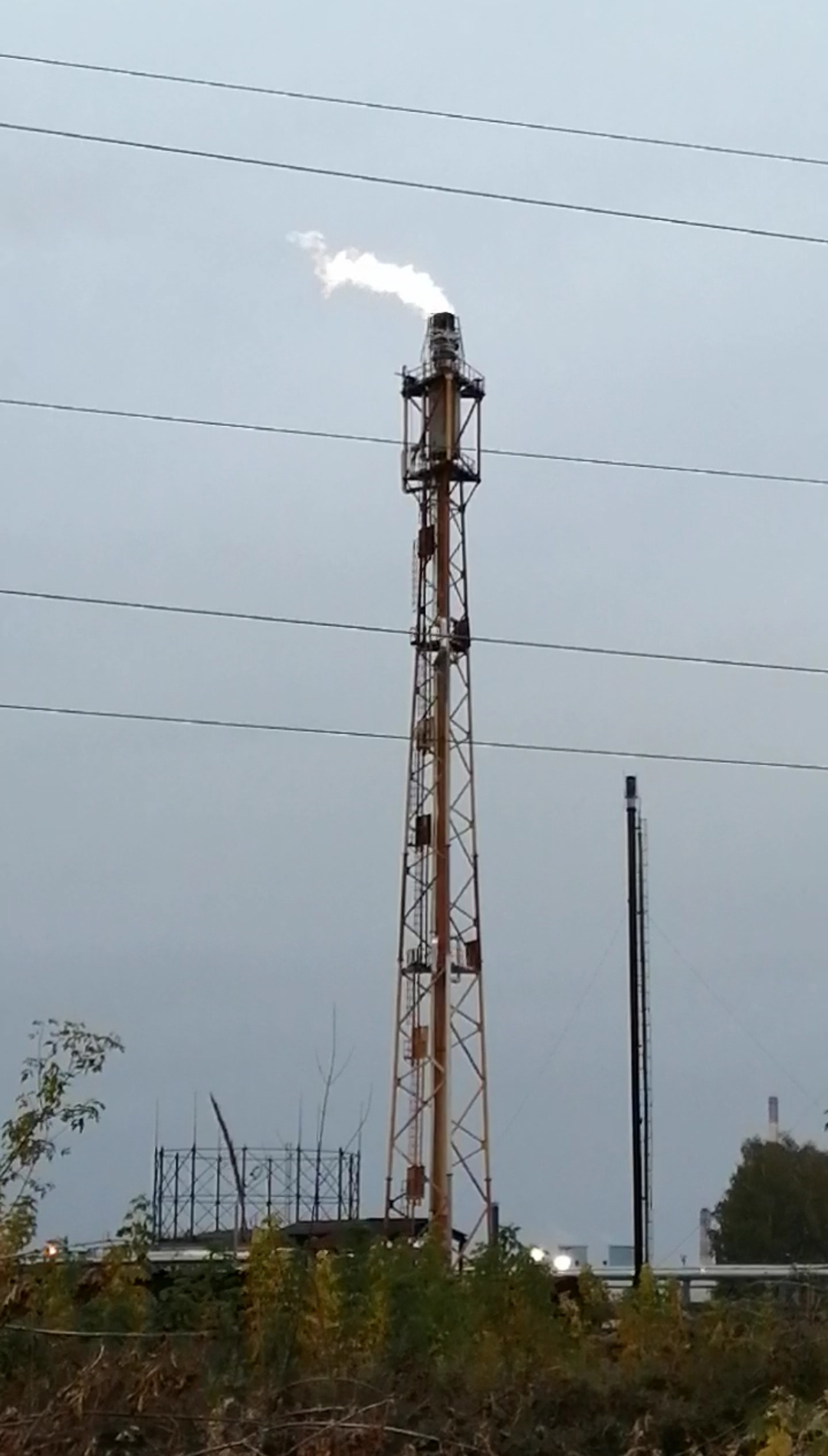 Gas flare at the Ryazan oil refinery plant, Ryazan town, Russia